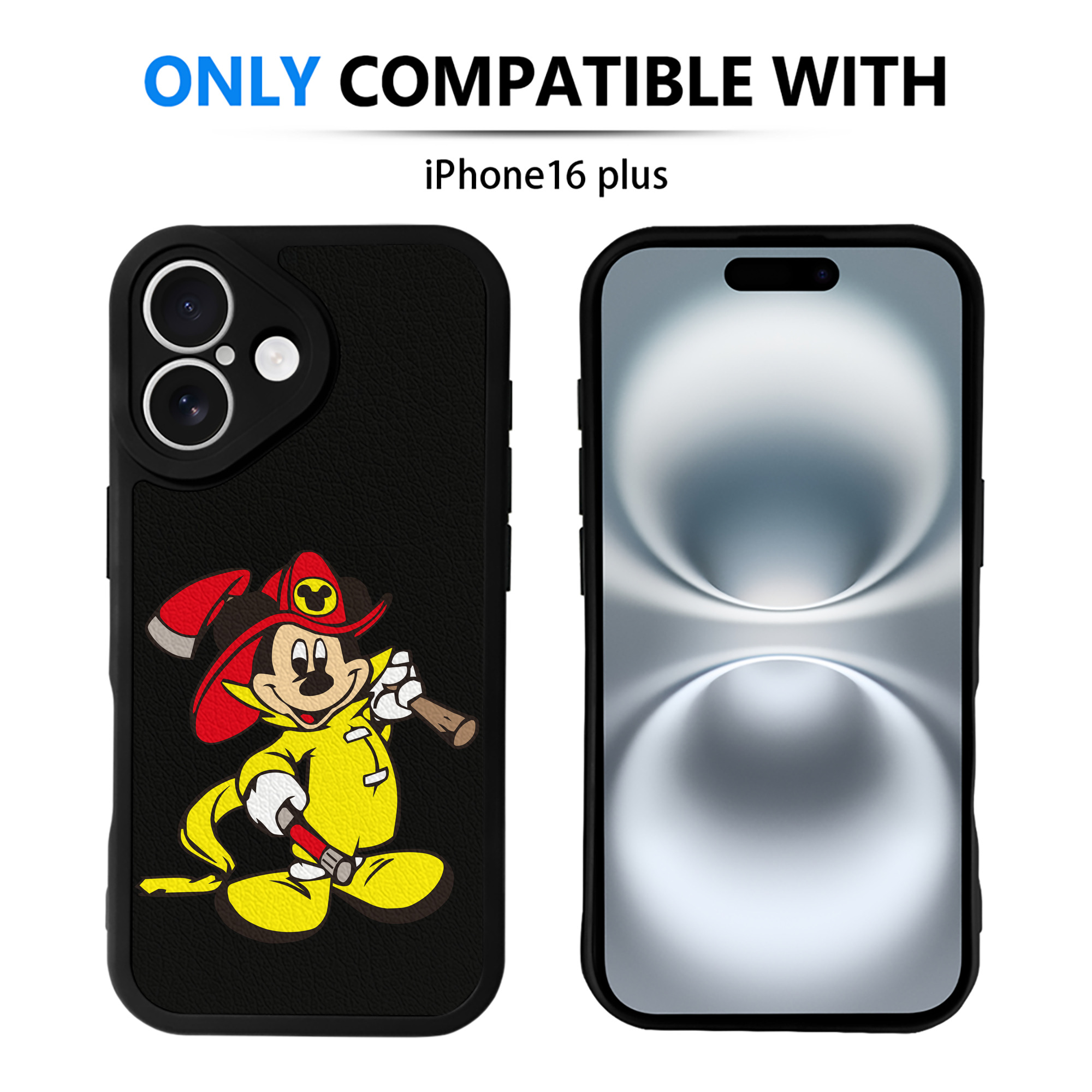 （画像用） ミッキーマウス Mickey Mouse 【iPhone 16シリーズ対応】シリコンスマホケース（レザー調） 材質：シリコン